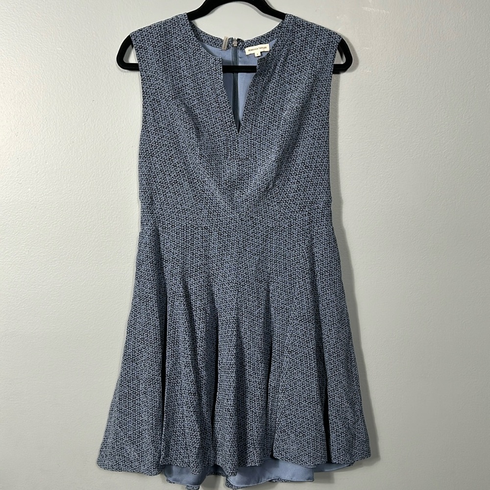 Rebecca Taylor Blue Silk V-neck Relaxed Fit Midi Dress size 6